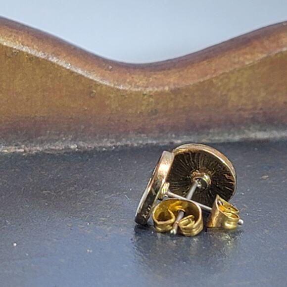 Yin Yang Enamel Stud Earrings with Gold-tone Detailing, Modern Minimalist Design - Picture 10 of 10